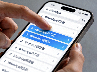 手机WhatsApp菜单中点击'WhatsApp网页版'选项